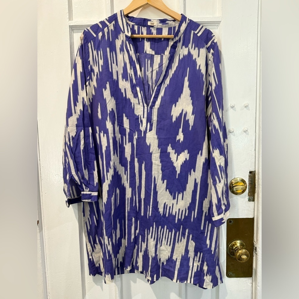 J. Crew Indigo and White Abstract Top